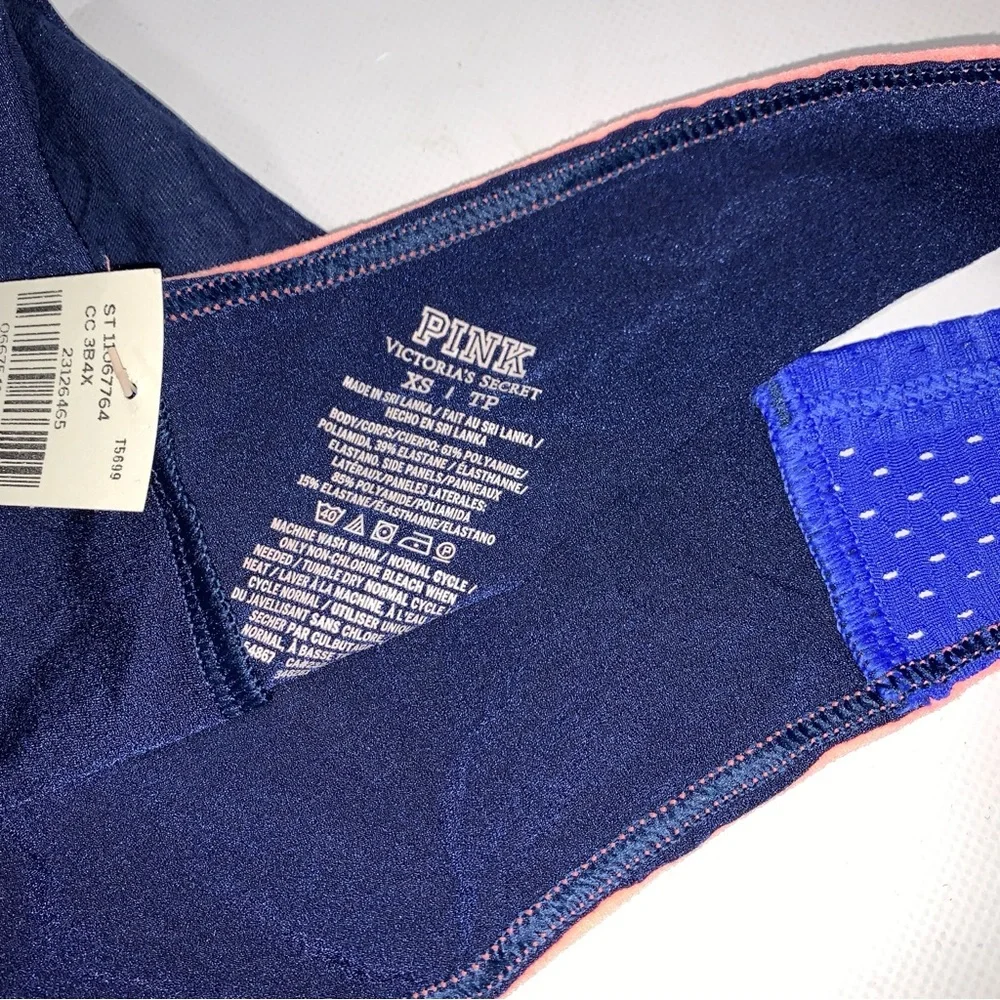 Victoria's Secret PINK Blue and Pink Thong Underwear Panties‎ P043 XS
